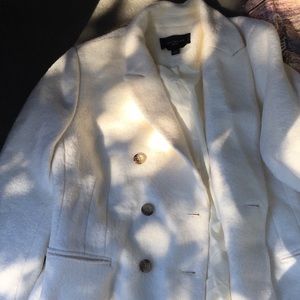 Full length snow white wool coat